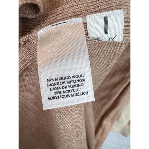 ANN TAYLOR merino wool blend beige ivory V-neck sweater pullover size S - Picture 5 of 6